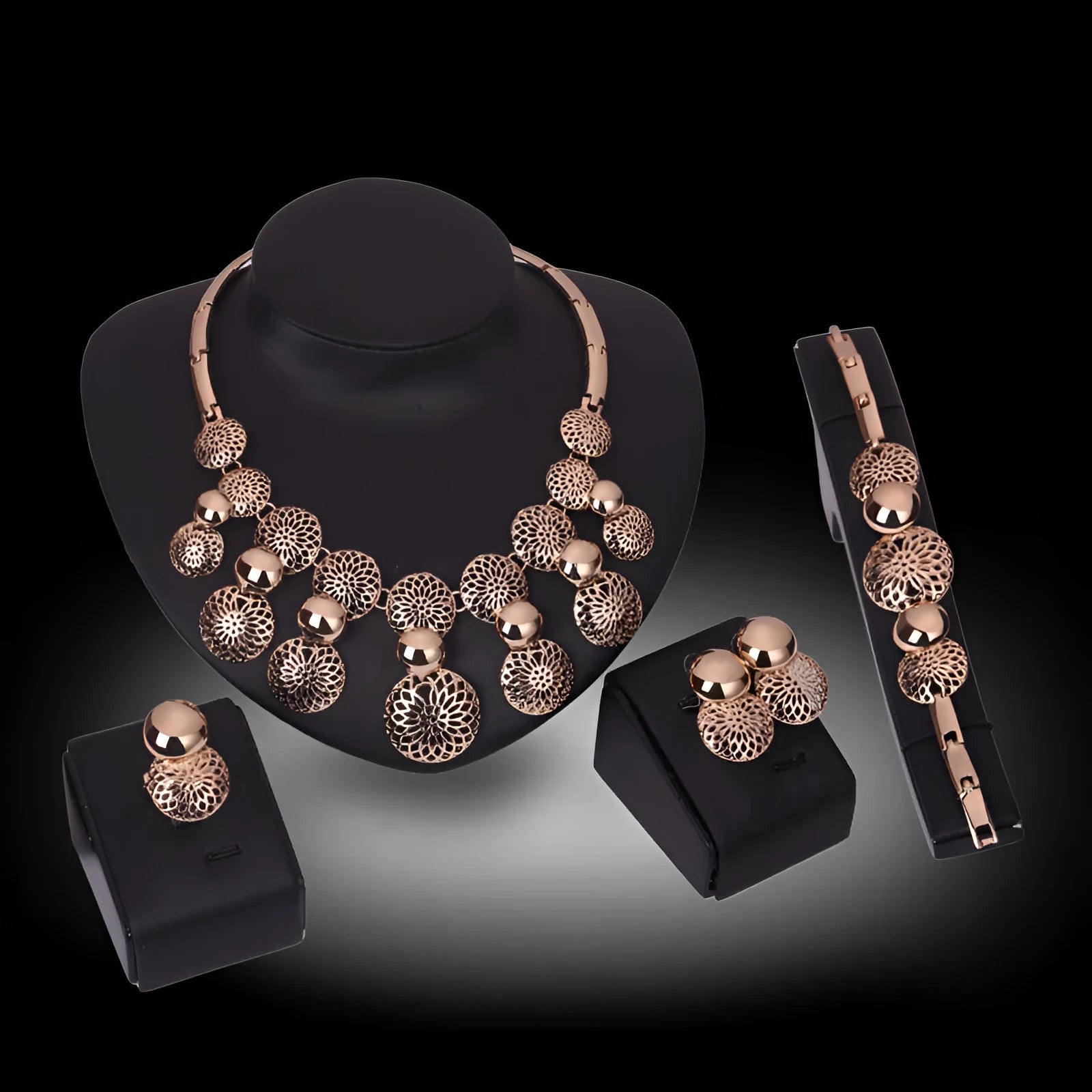 Korean fashion bride jewelry set four electroplated alloy sets gold wedding accessories