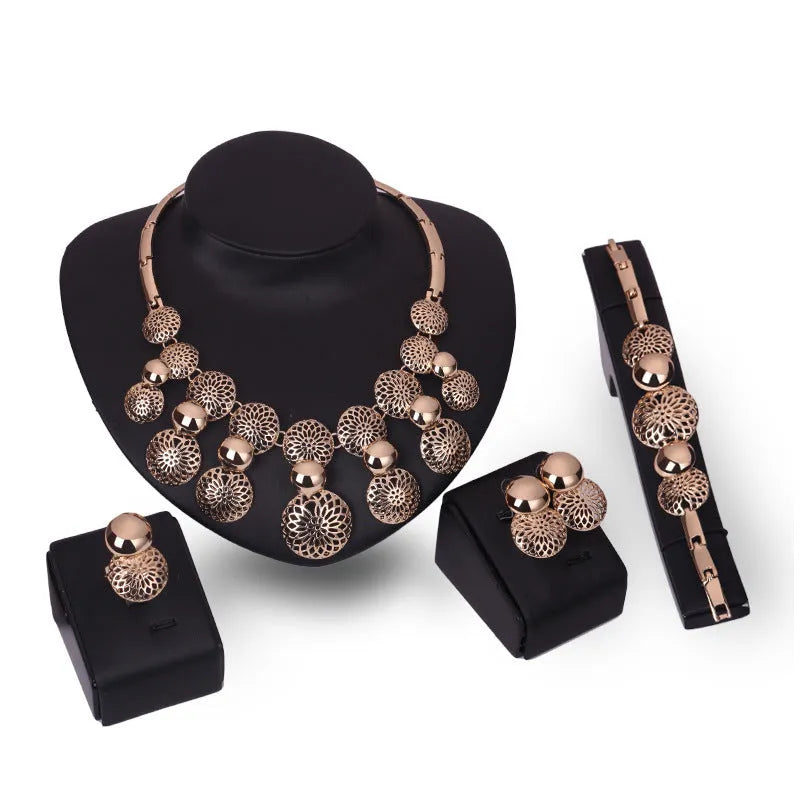 Korean fashion bride jewelry set four electroplated alloy sets gold wedding accessories