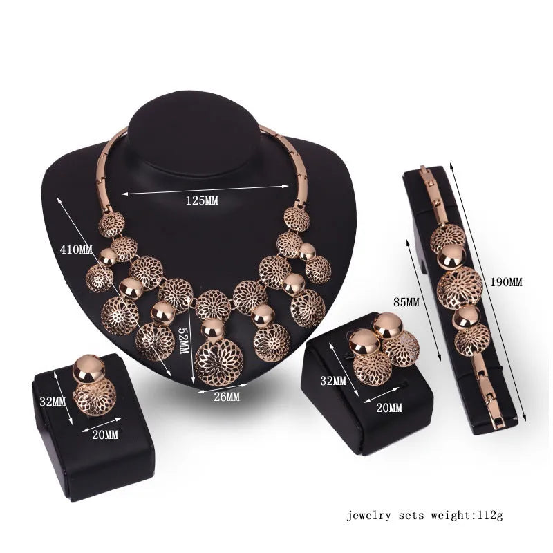 Korean fashion bride jewelry set four electroplated alloy sets gold wedding accessories