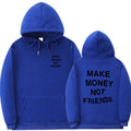 Letter printed cotton fleece hoodie for men and women in blue black with long sleeves