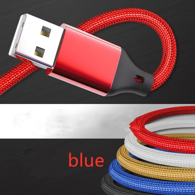 Three-in-one charging cable 1.2 metres long with TPE and nylon braid in multiple colour options