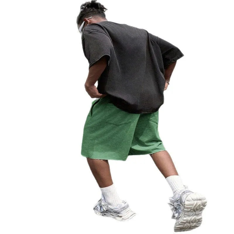 Men's plus size straight leg hip-hop trousers in polyester fabric available in black, light gray and green
