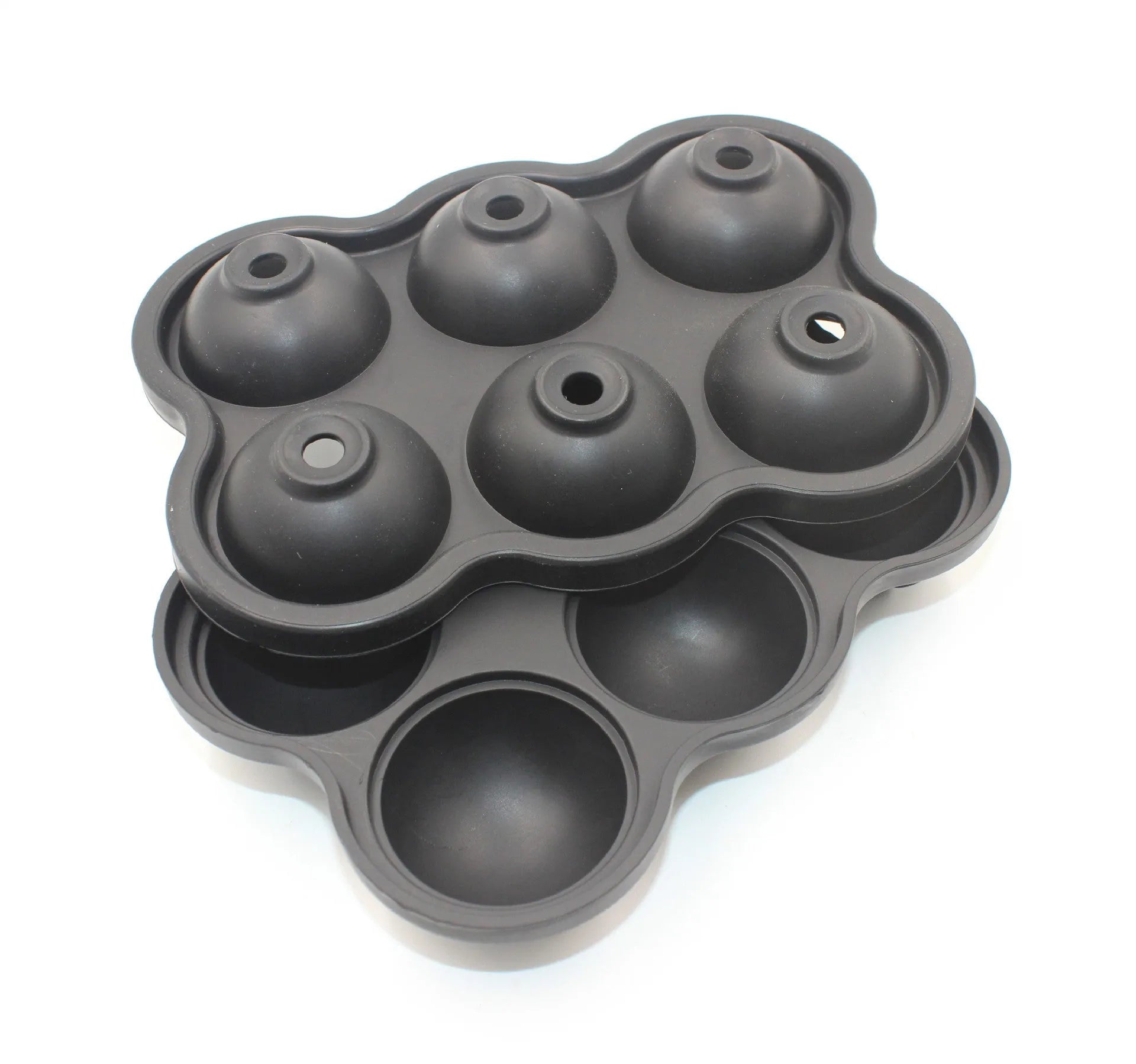 Large silicone ice cube maker with six 4.5cm sphere cavities in black