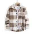 Men's fleece-lined polyester casual jacket, loose fit, top stitched slit pocket, black coffee light gray, S-2XL