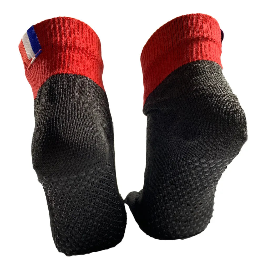 Anti cut protective socks in grey red, HPPE and rubber, unisex size 25.5cm