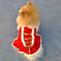 Red velvet pet skirt for female dogs, size XS to L, Christmas New Year outfit