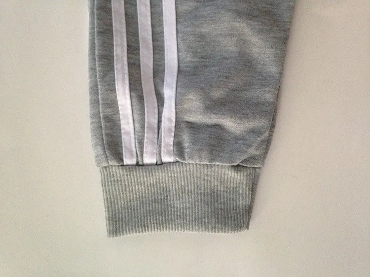 Side three bar student casual trousers, straight leg, mid waist, cotton, grey black navy