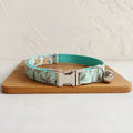 Adjustable green cloth webbing pet collar with buckle closure for dogs and cats