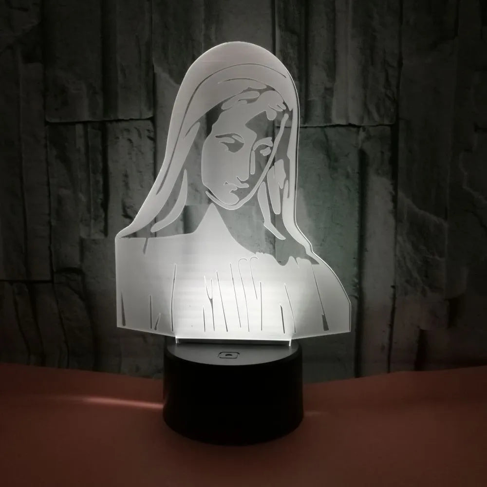 3D LED night light showing laser-engraved acrylic creating stereoscopic dual ring patterns