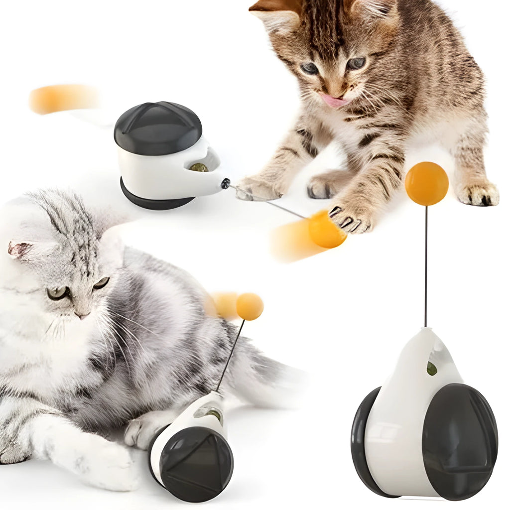 Plastic balance swing car cat toy in blue, green, pink, white and yellow, self-moving with no electric drive