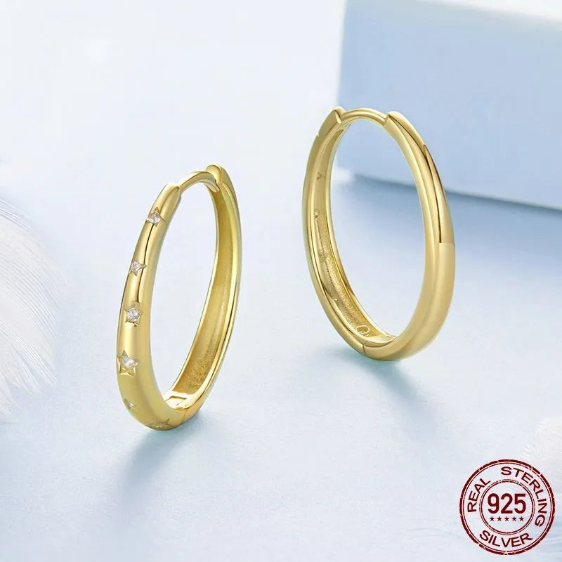 Simple star earrings S925 sterling silver ear clip electroplated silver finish women's jewellery