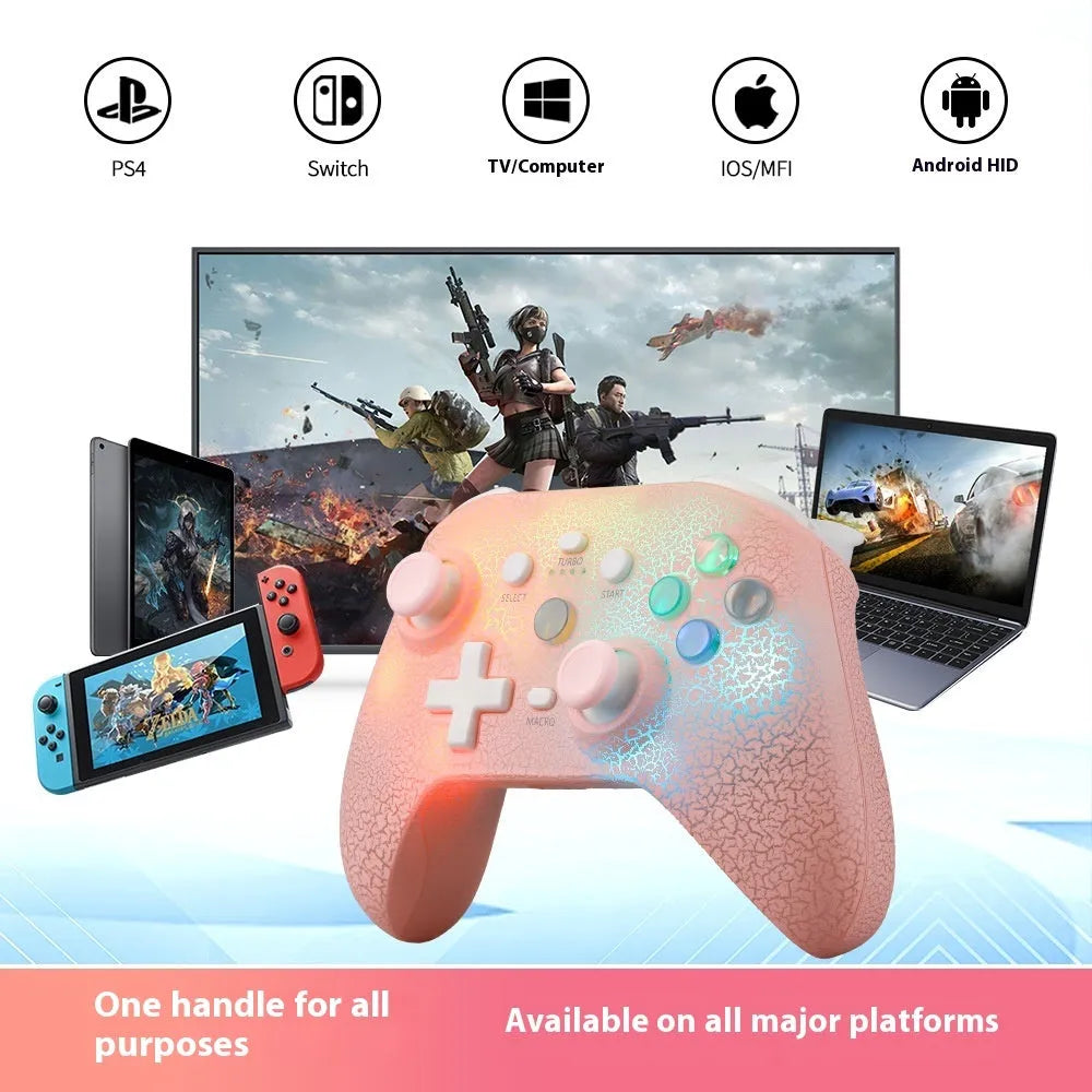 NS21 RGB lamp effect gamepad with Type-C interface, 18.2x7x14cm ABS controller in Black Pink or White