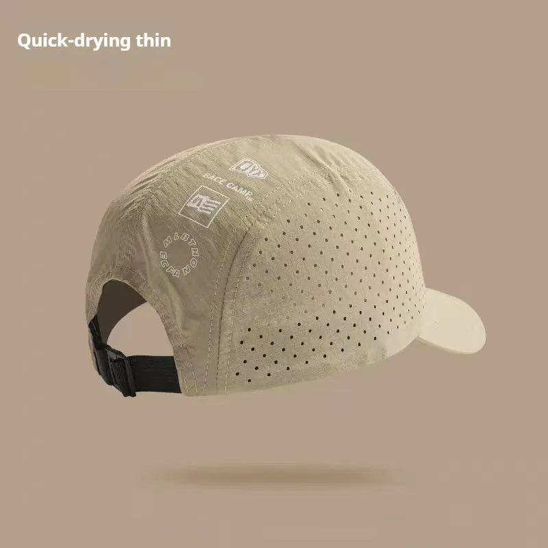 Men's adjustable baseball cap with mesh construction in purple, khaki, green, black, or grey