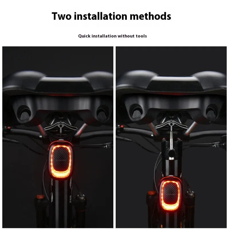 Compact bicycle taillight with intelligent brake sensing and wireless remote control, 5.4x3.6x3.1cm