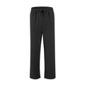 Men's straight-leg casual trousers in a cotton linen blend with a drawstring elastic waist.