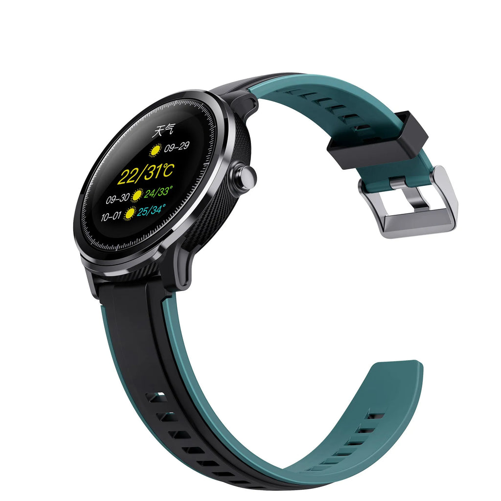 Kospet PROBE 1.3 inch touch screen smart watch with silicone wrist strap in green or red
