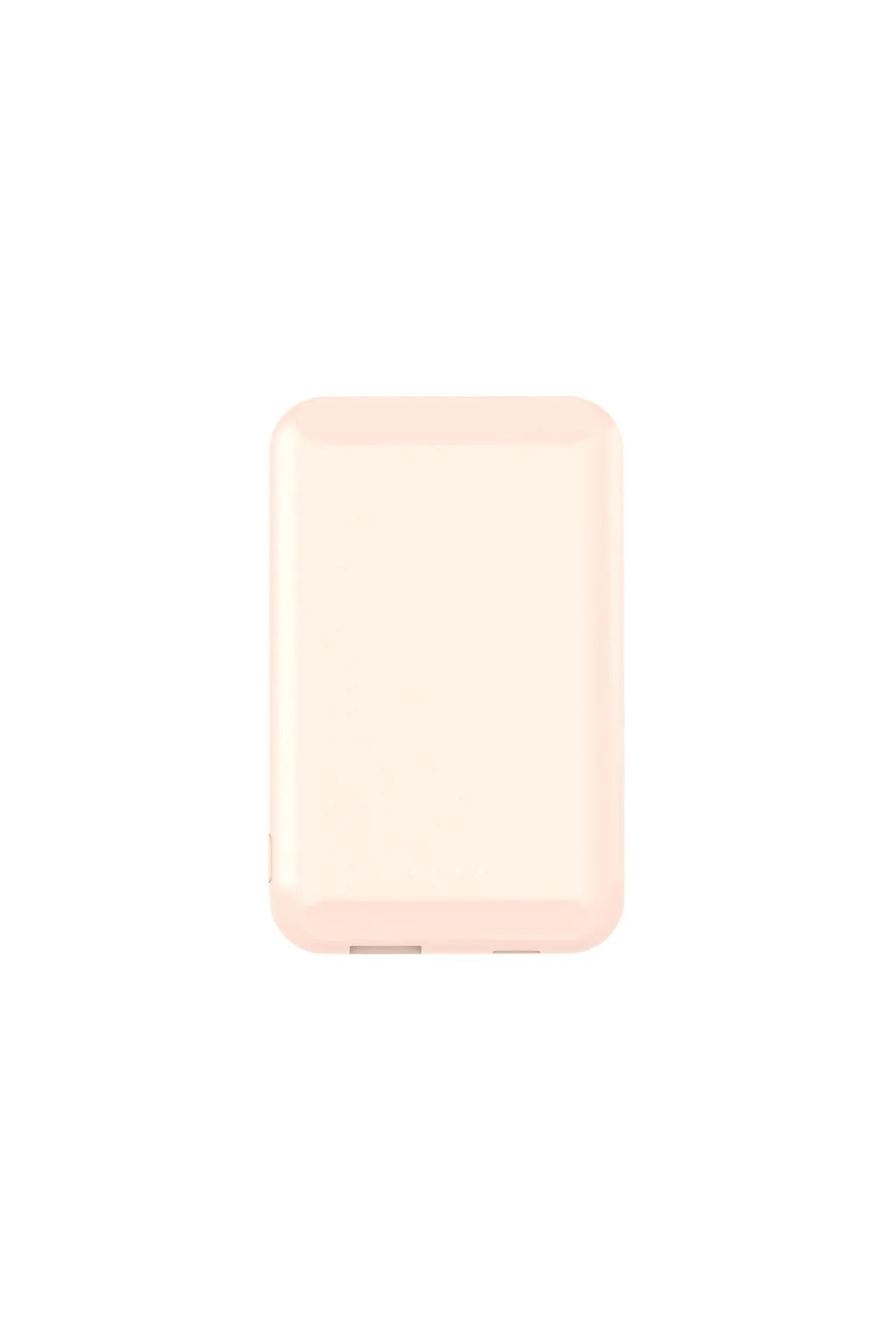 Magnetic wireless power bank showing five colour options: black, blue, green, pink, and white
