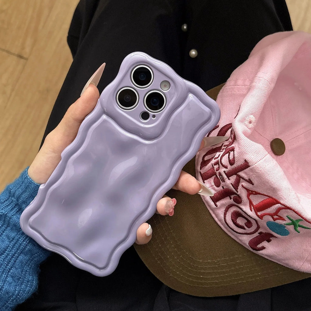 Simple solid colour water ripple TPU phone case with anti-fall and anti-fingerprint coating for iPhone