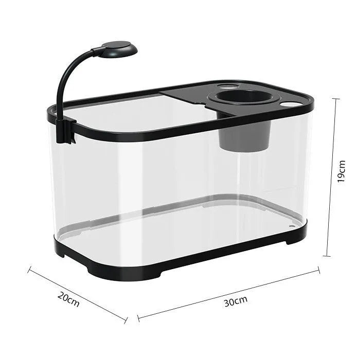 Ecological desktop fish tank with integrated filter system in luxury white colour