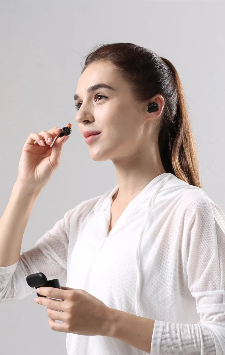 True wireless Bluetooth sports headset in black or white with in-ear design