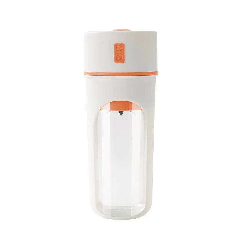 Portable USB charging blender juicer in blue, green, and orange colours with 400ml food-grade cup