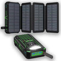Solar folding power bank 20000mAh with three-fold design in black and blue colour option, plastic shell