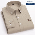 Men's Oxford cotton casual long sleeve button down shirt in a solid colour.