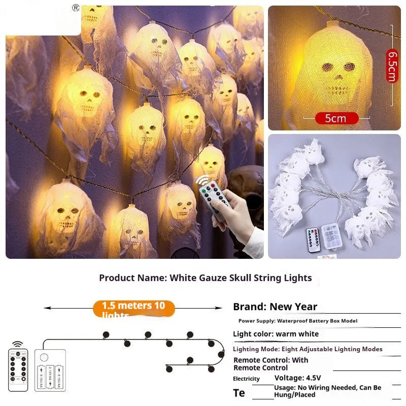 Battery powered Halloween LED coloured lights for indoor wall decoration in plastic shell