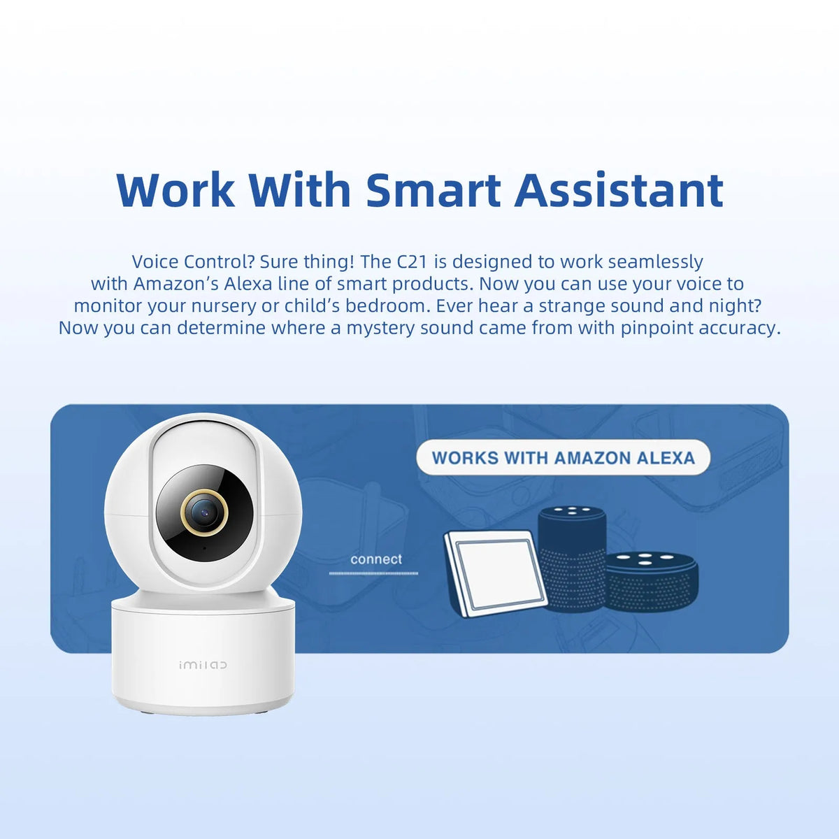 IMILAB C21 white indoor security camera with 2.5K resolution and 360° view