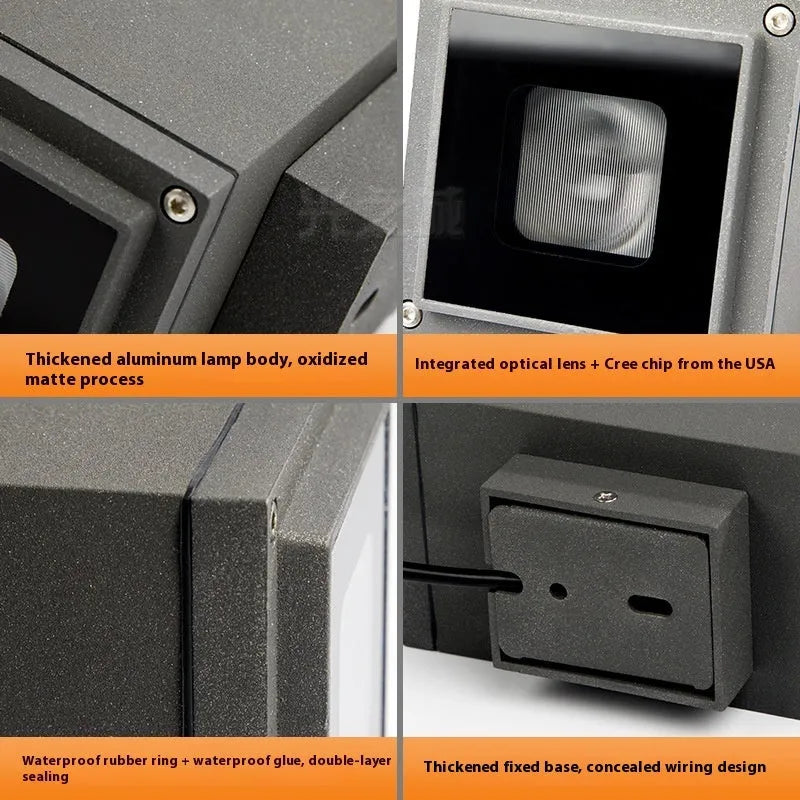 Outdoor wall lamp double head IP65 waterproof aluminium alloy facade lighting with warm 3000K colour