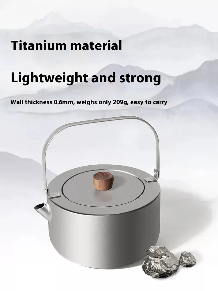 Titanium alloy 1.2L camping teapot for outdoor boiling