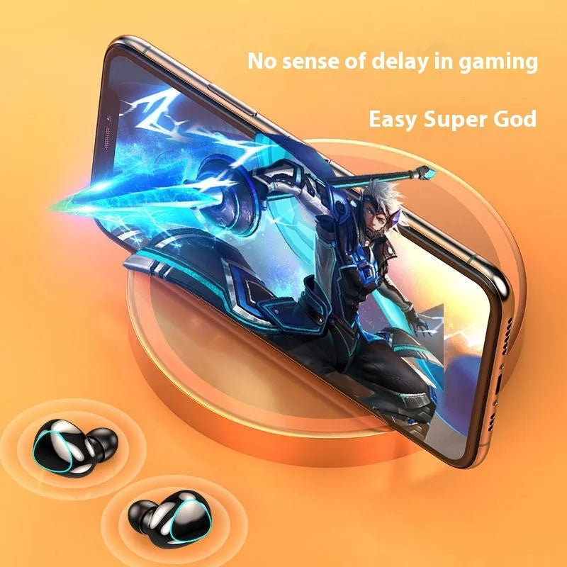 Black wireless Bluetooth headset with digital display screen and noise reduction for e-sports gaming and music