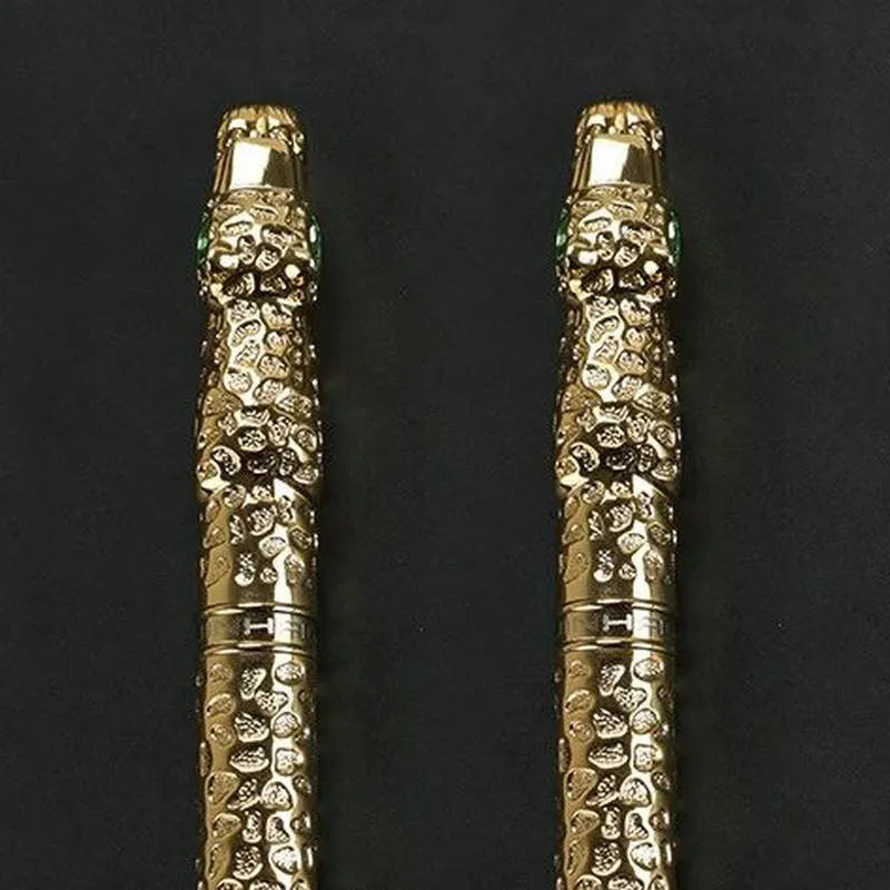 Embossed metal business gift pen in ancient silver or gold finish