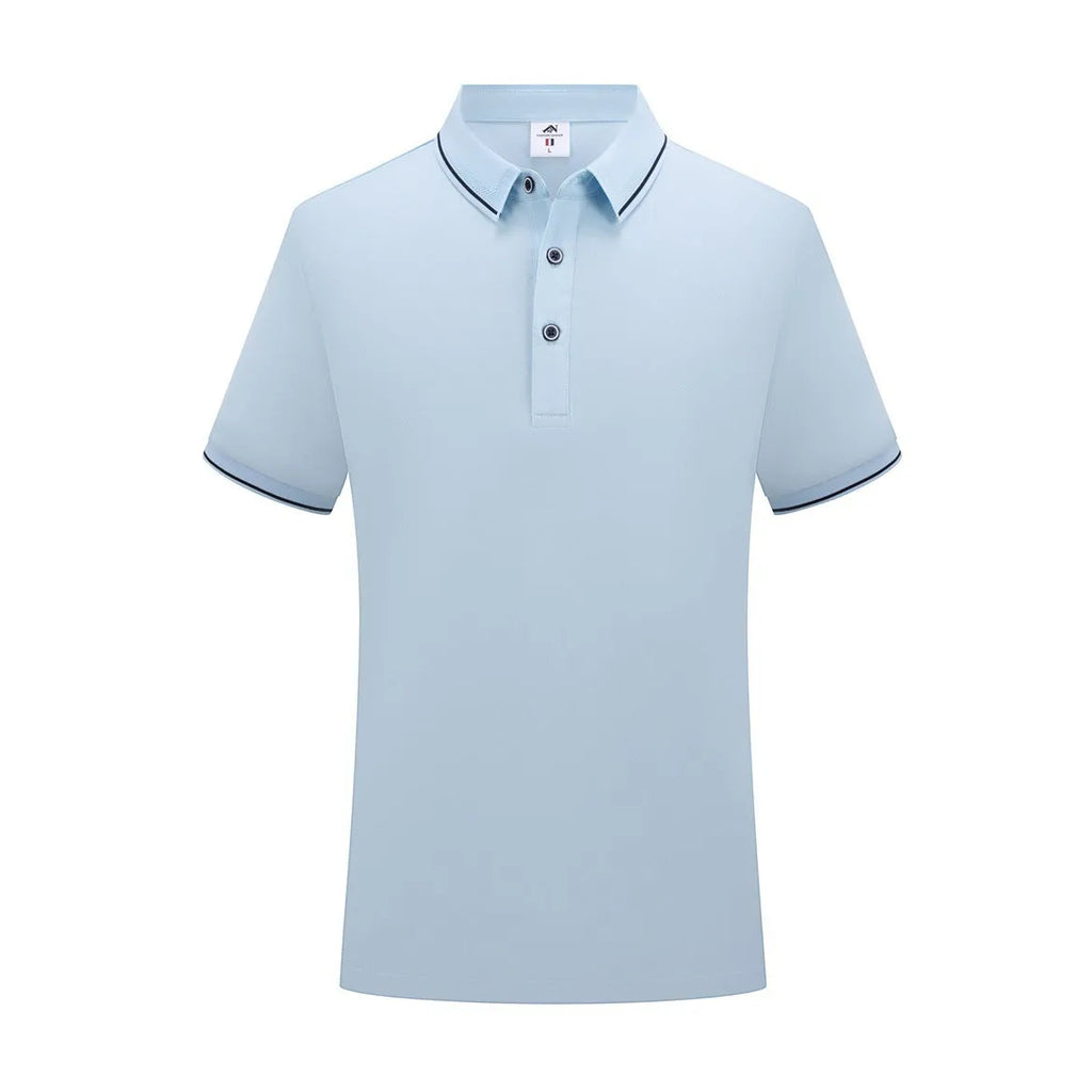 Short-sleeved polo work shirt for beauticians in cool silk cotton fabric with asymmetrical design