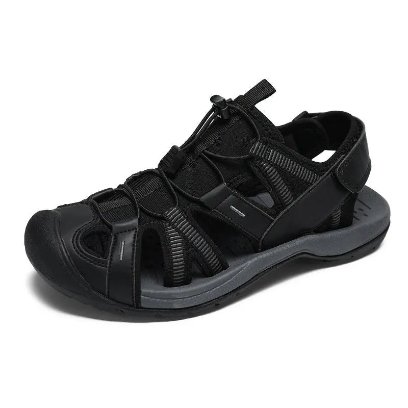 Men's blue casual sports shoes with Velcro strap and mesh upper on a rubber sole.