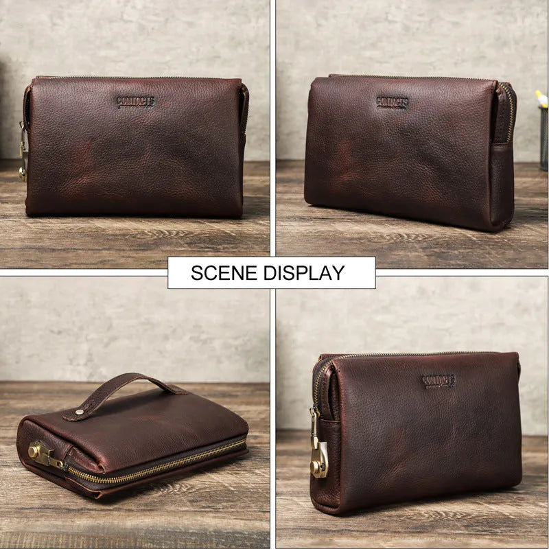 Black Angel first layer cowhide leather men's wallet in black or coffee with anti-theft function
