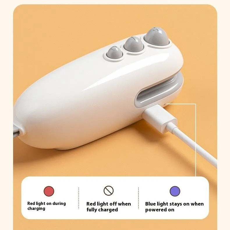 Household mini sealing machine automatic electric thermal capper in ivory white, ABS plastic, USB rechargeable