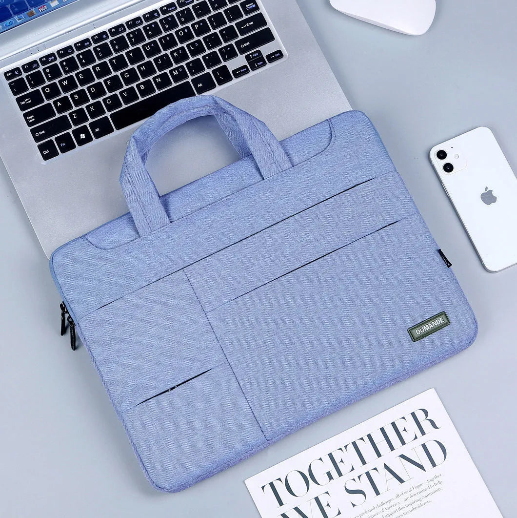 Waterproof Oxford cloth 15.6-inch laptop bag in dark grey with sewing line detail