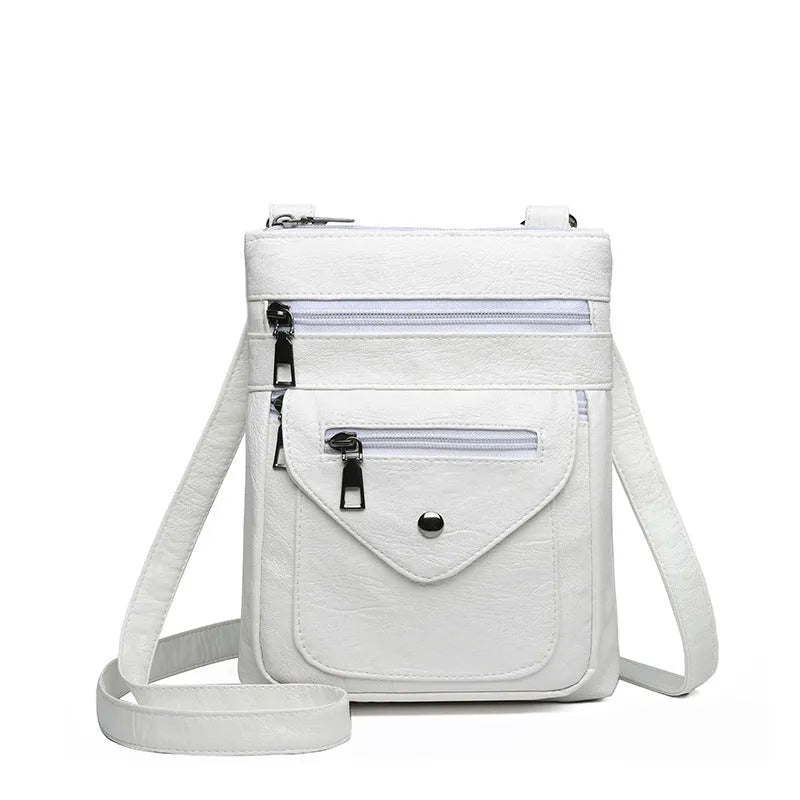 Vertical square-shaped women's crossbody mobile phone bag in PU material with shoulder strap