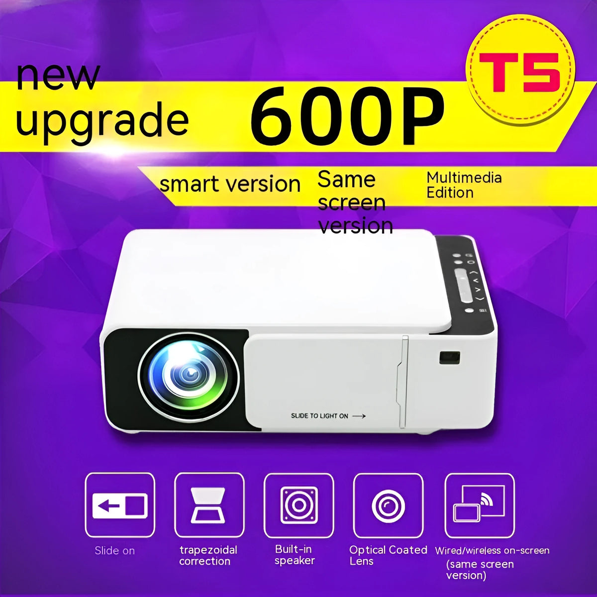 Small projector with HD WiFi projection, 1280x800 resolution, 2000 lumens, Deluxe Edition