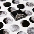 Boxed set of 45 black moon phase and planet calendar self-adhesive stickers for planners.