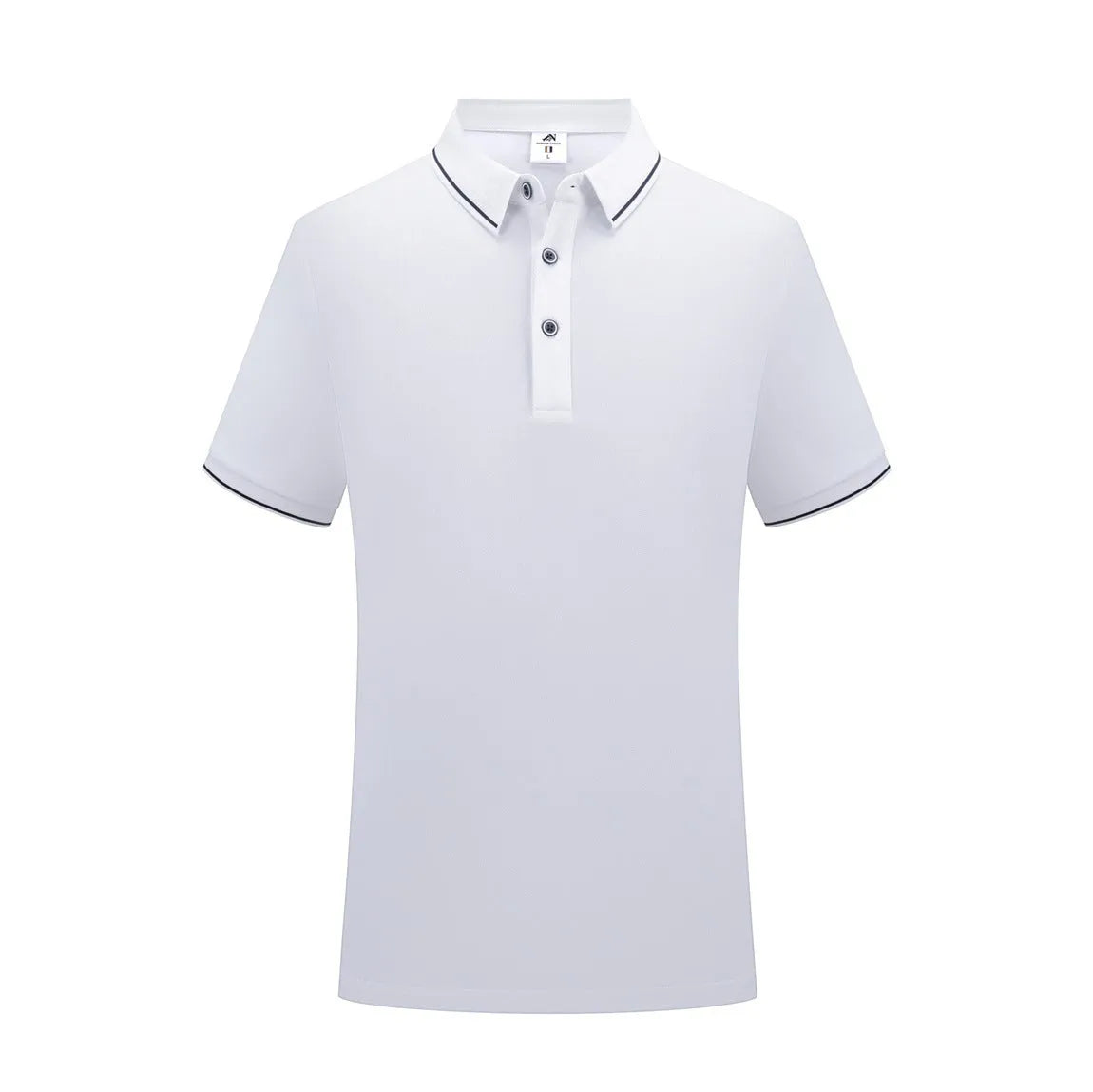 Short-sleeved polo work shirt for beauticians in cool silk cotton fabric with asymmetrical design