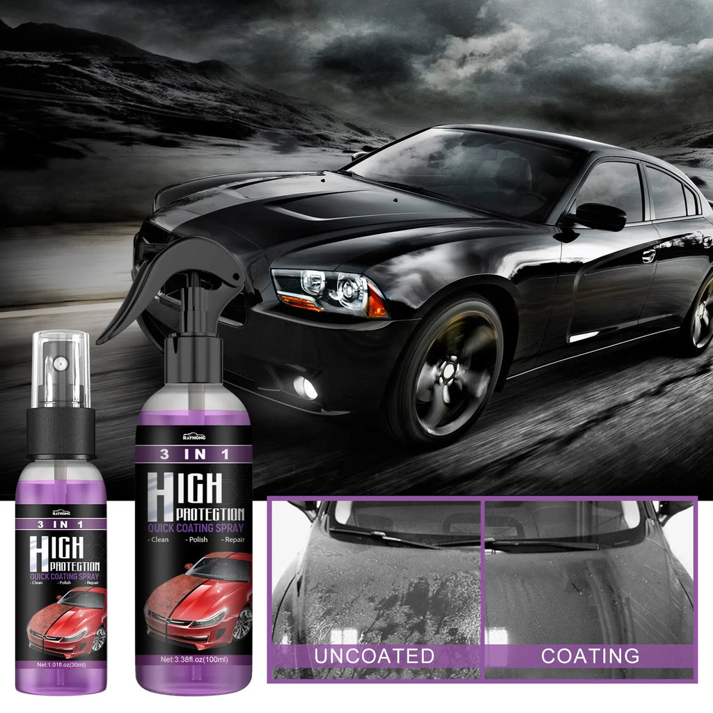 3 in 1 high protection fast car paint spray automatic coating agent in 30ml and 100ml PE bottles