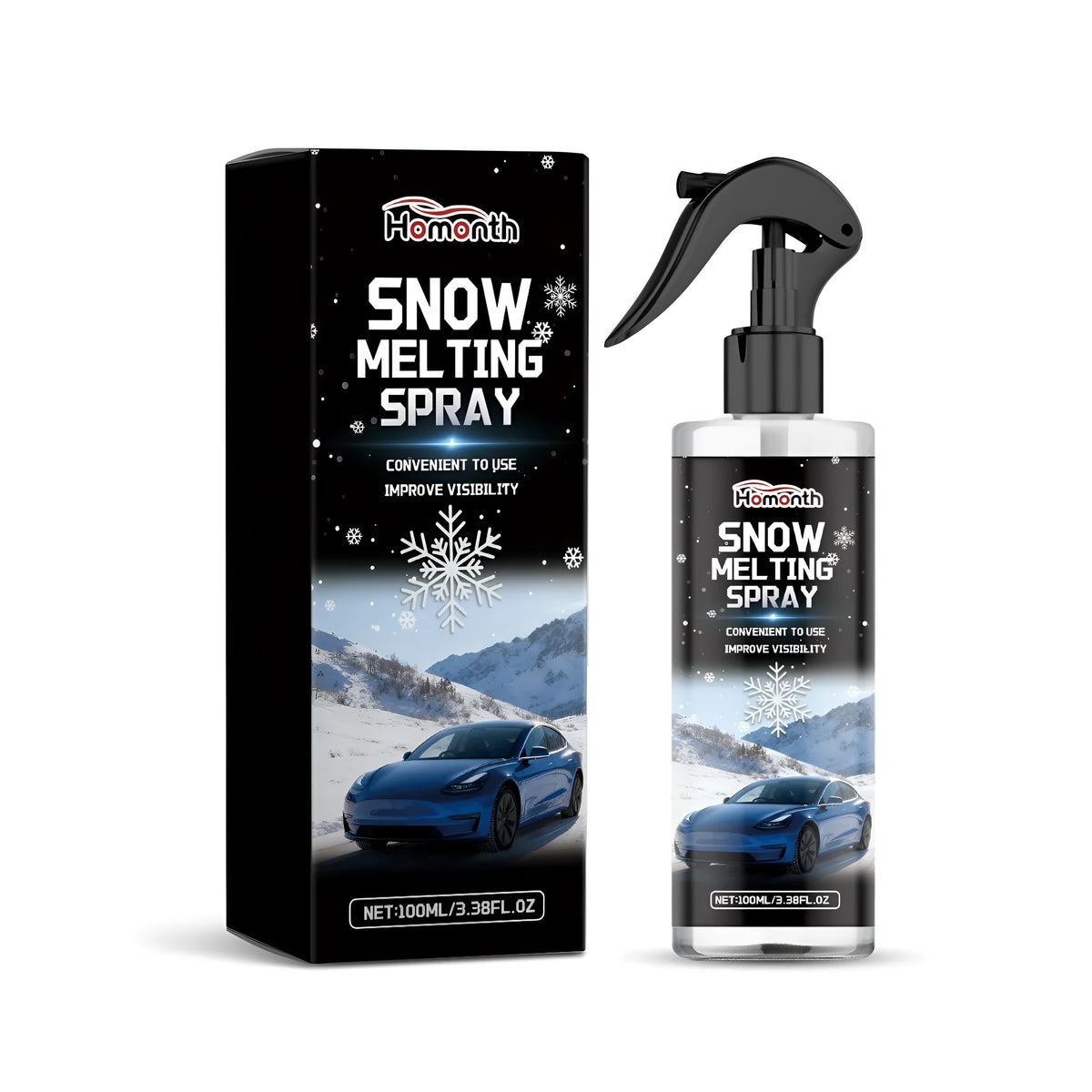 100ml snow melting spray bottle for car windscreens and locks