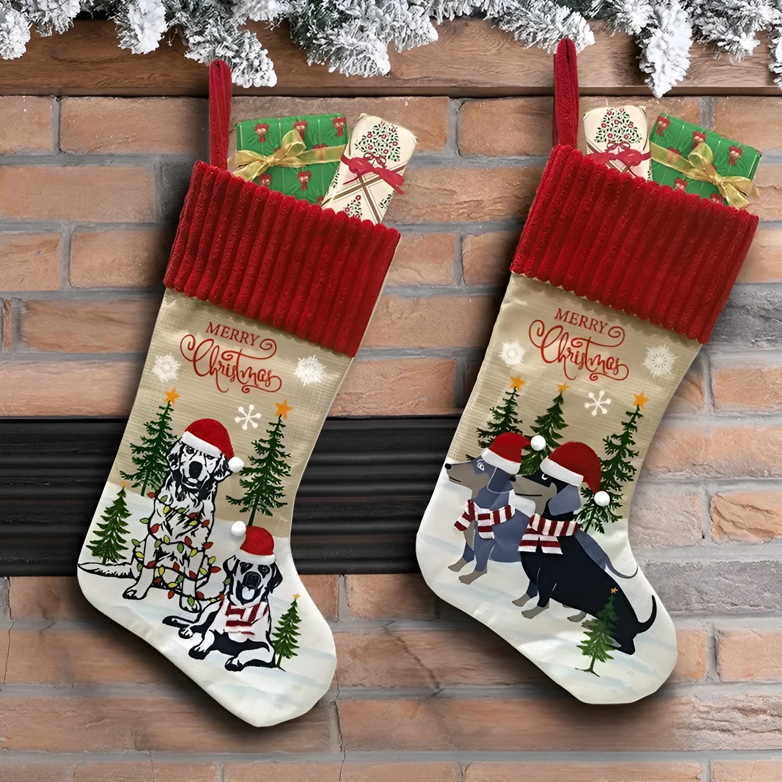 Rustic American style woven cloth Christmas tree pendant decoration measuring 46 by 28 centimetres