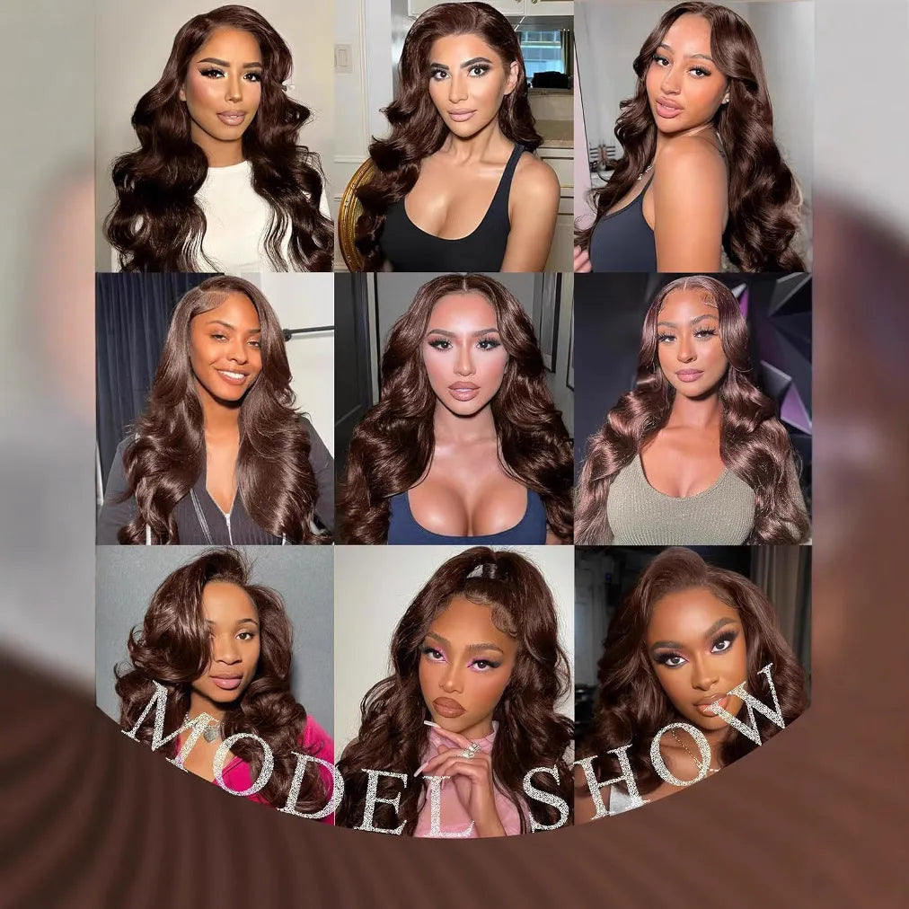 Brown long curly wig with lace front and middle part, dark brown, 26-32 inch lengths.