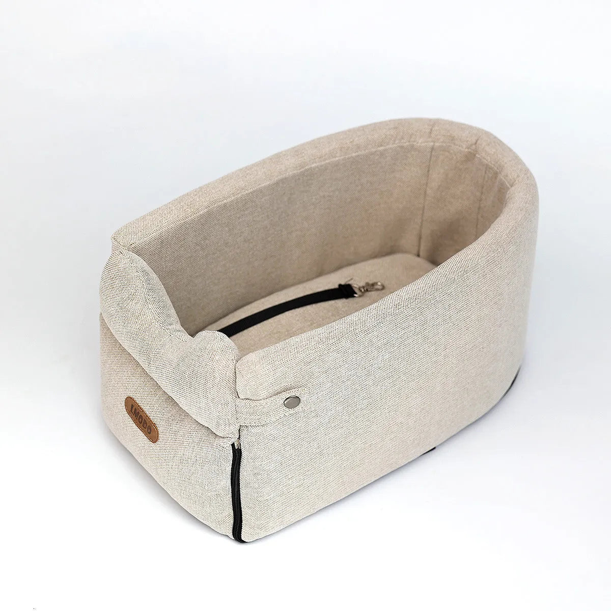 Car Central portable dog car seat bed carrier in creamy white and gray for small dogs and cats