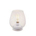 Retro iron art battery powered birdcage table lamp with warm light on bedside table