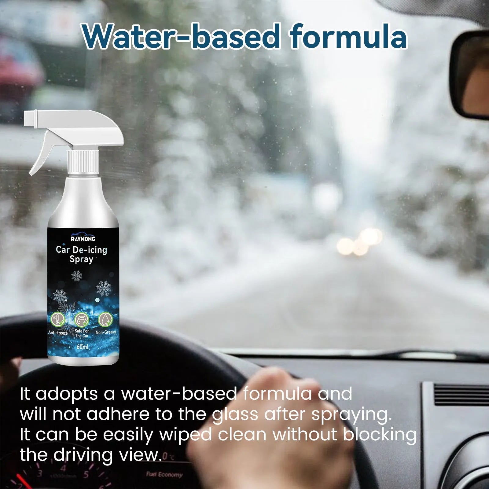 60ml car window deicing spray bottle for winter snow and ice removal