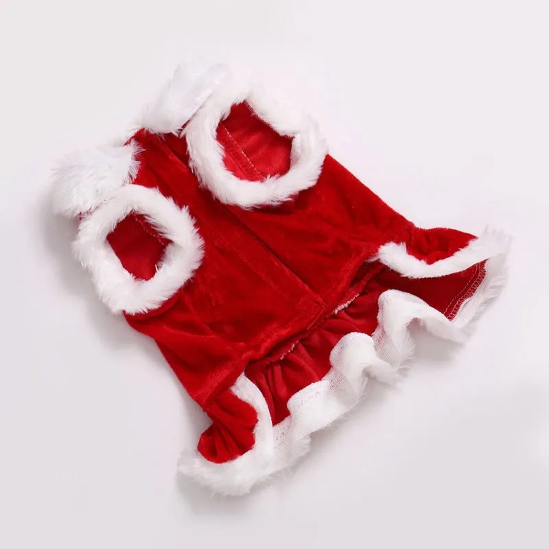 Red polyester pet clothes for Teddy and Bichon, transformation style, unisex, sizes XS to L